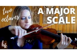 how to play a two octave A major scale on the violin